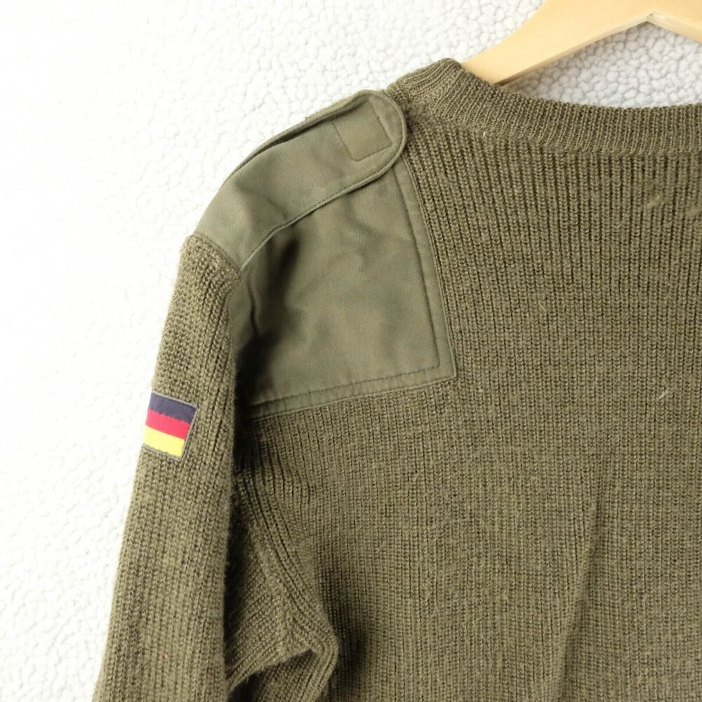 Vintage Comando Sweater Mens Small Olive Green Germany Elbow Matches Knit Army - Picture 6 of 9